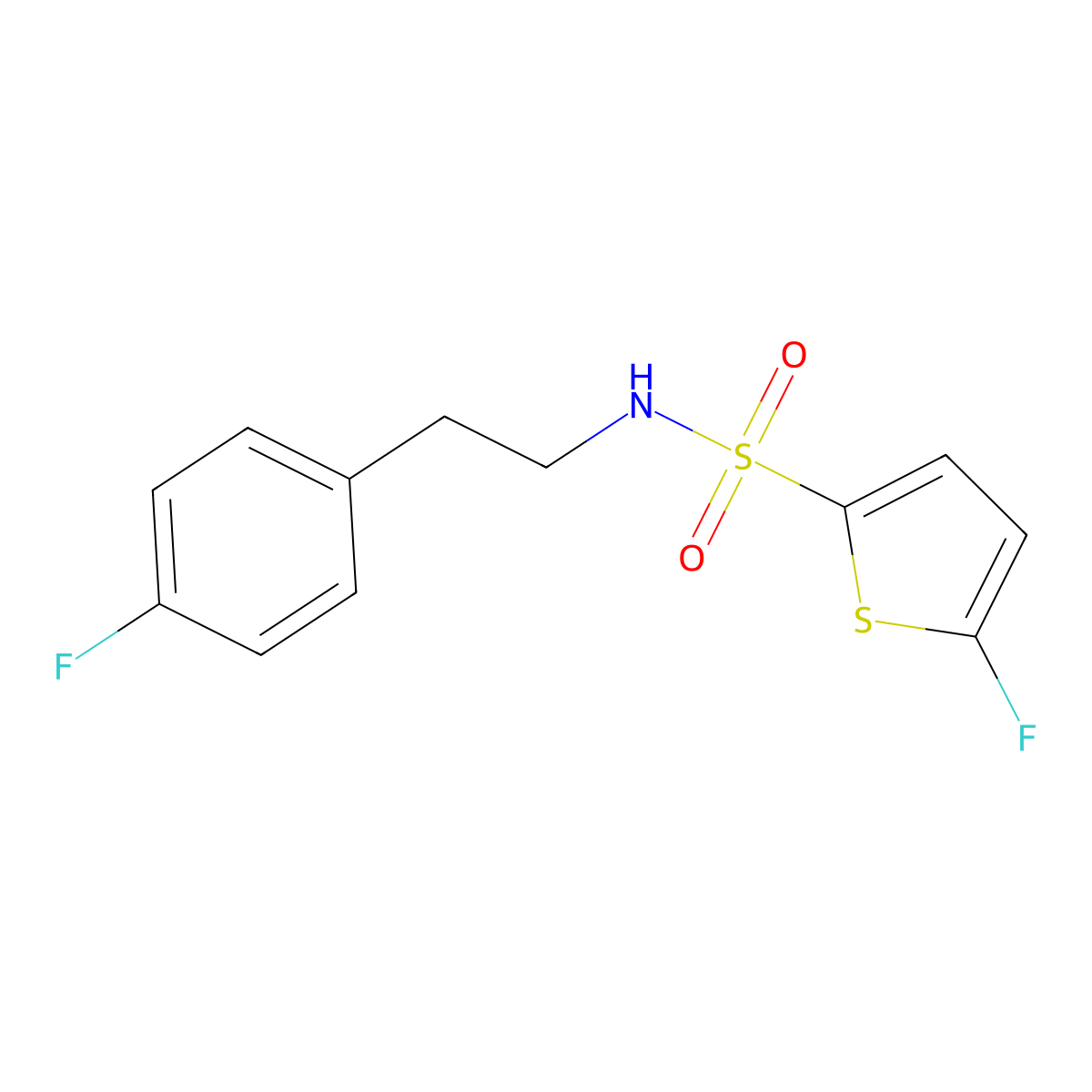 5-Fluoro-N-(4-fluorophenethyl)thiophene-2-sulfonamide molecular structure, CAS 1855906-59-0