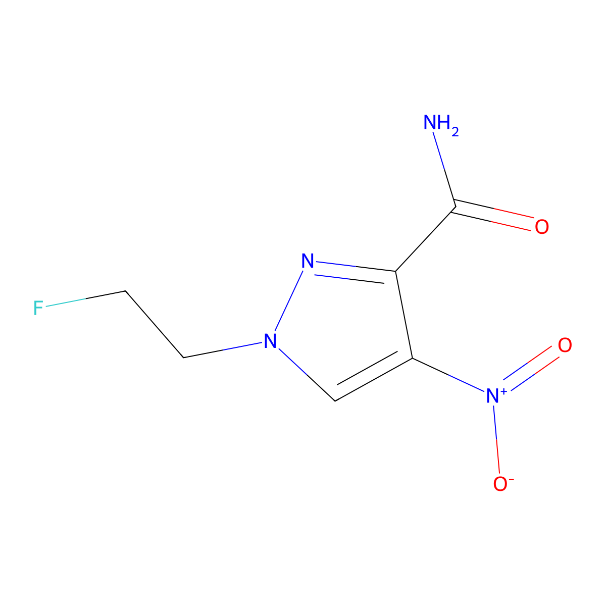 1-(2-fluoroethyl)-4-nitro-1H-pyrazole-3-carboxamide molecular structure, CAS 1855906-60-3