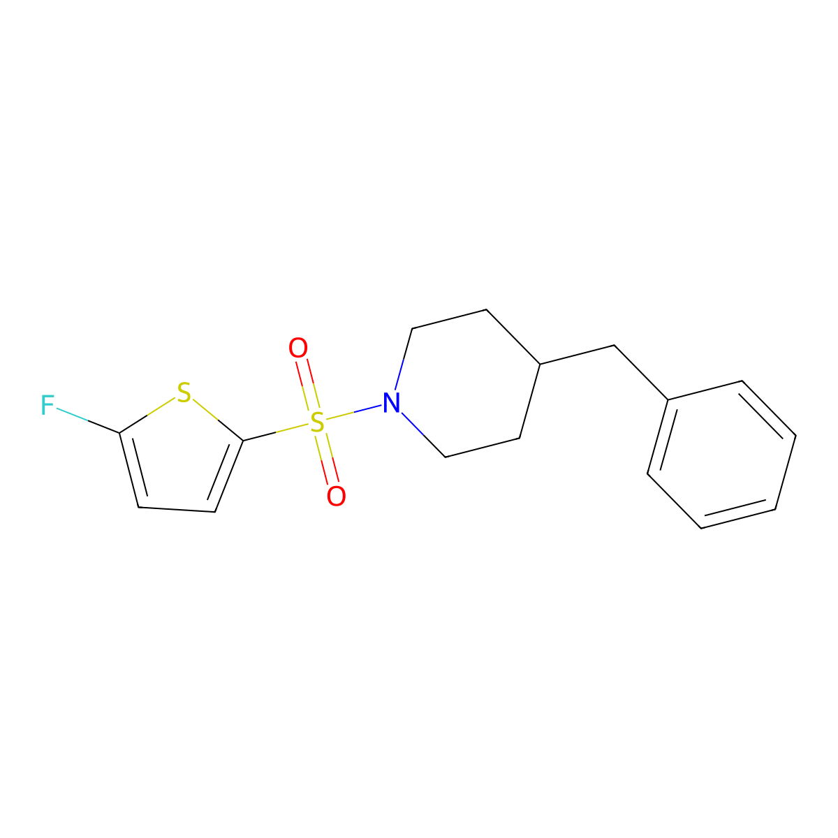 4-Benzyl-1-[(5-fluoro-2-thienyl)sulfonyl]piperidine molecular structure, CAS 1855906-61-4