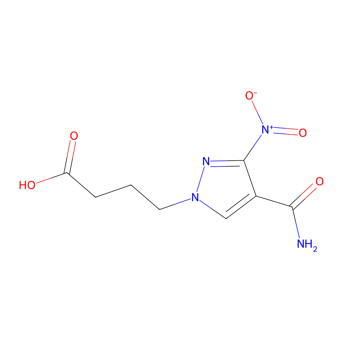 4-(4-Carbamoyl-3-nitro-1H-pyrazol-1-yl)butanoic acid molecular structure, CAS 1855906-64-7