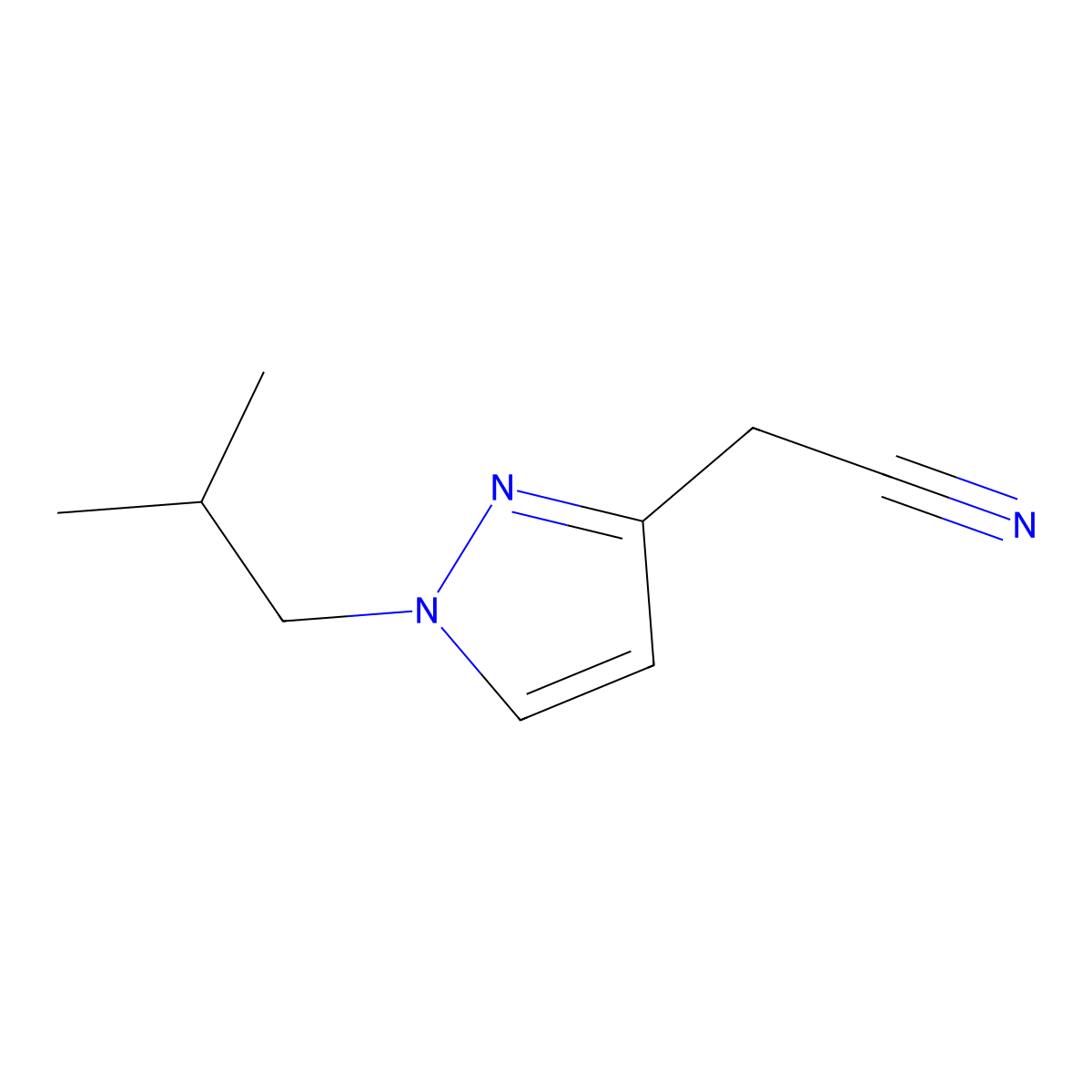 (1-Isobutyl-1H-pyrazol-3-yl)acetonitrile molecular structure, CAS 1855906-75-0