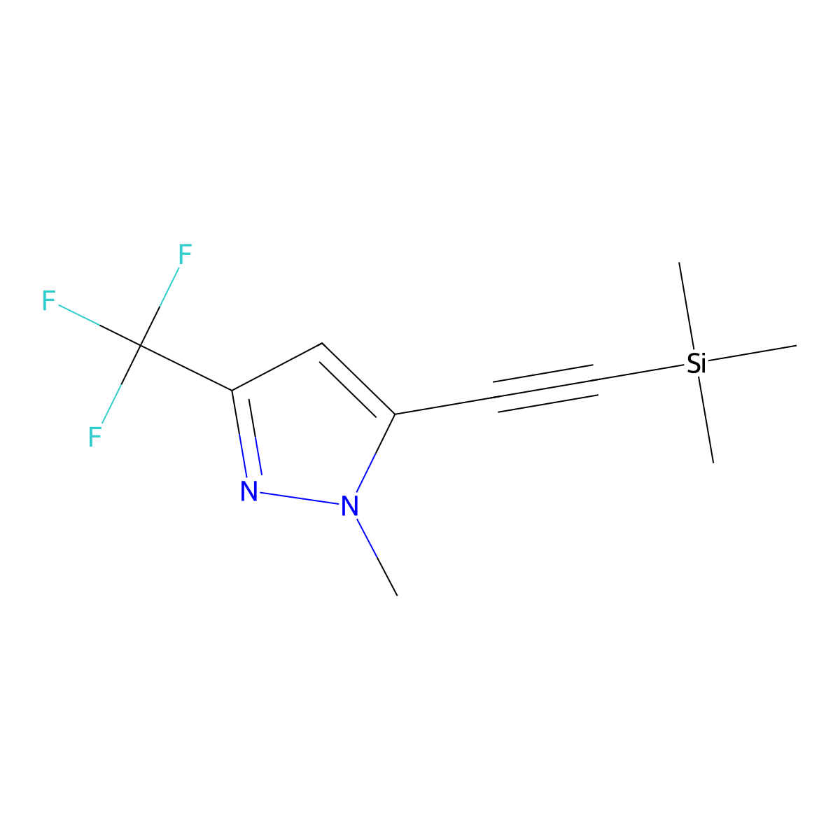 1-methyl-3-(trifluoromethyl)-5-[(trimethylsilyl)ethynyl]-1H-pyrazole molecular structure, CAS 1855906-76-1