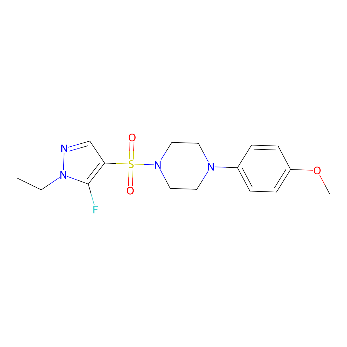 1-((1-Ethyl-5-fluoro-1H-pyrazol-4-yl)sulfonyl)-4-(4-methoxyphenyl)piperazine molecular structure, CAS 1855906-78-3