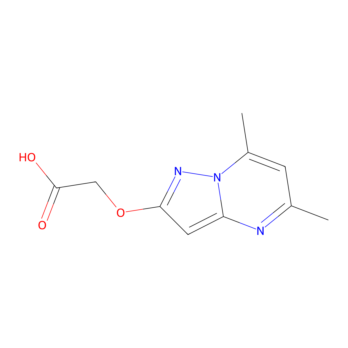2-({5,7-Dimethylpyrazolo[1,5-a]pyrimidin-2-yl}oxy)acetic acid molecular structure, CAS 1855906-83-0