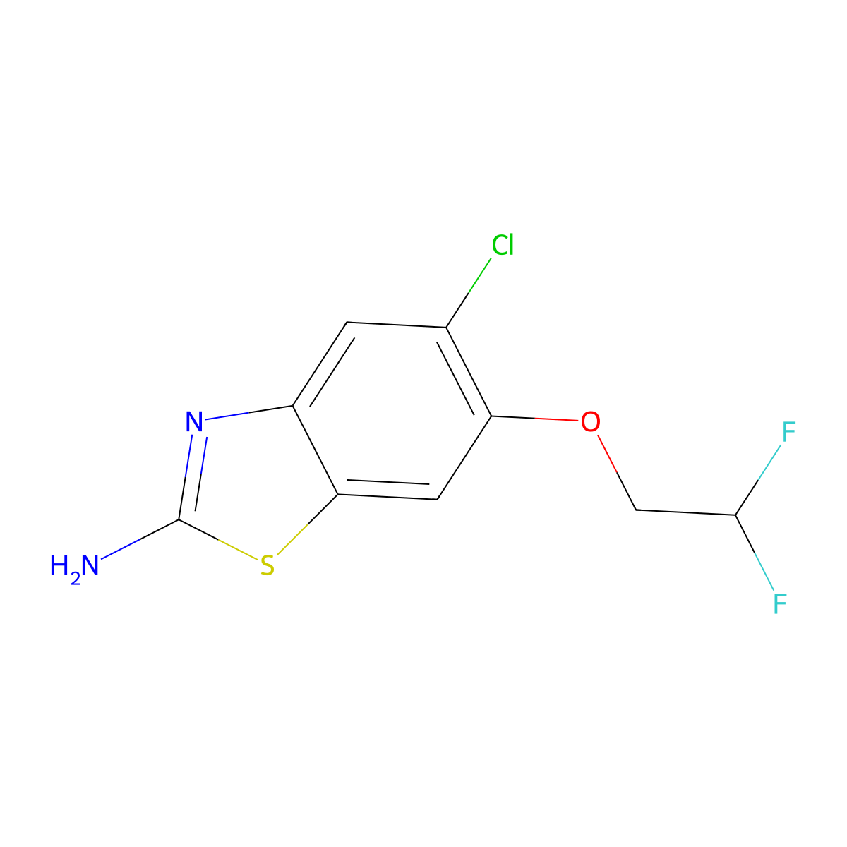 5-Chloro-6-(2,2-difluoroethoxy)-1,3-benzothiazol-2-amine molecular structure, CAS 1855906-91-0