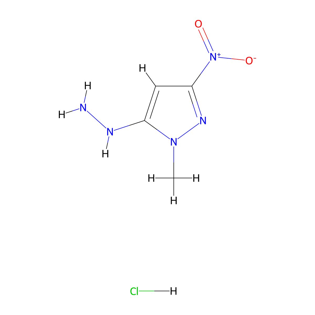 5-hydrazino-1-methyl-3-nitro-1H-pyrazole molecular structure, CAS 1855906-93-2