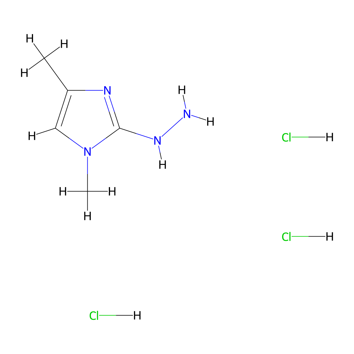 2-Hydrazino-1,4-dimethyl-1H-imidazole trihydrochloride molecular structure, CAS 1855907-04-8