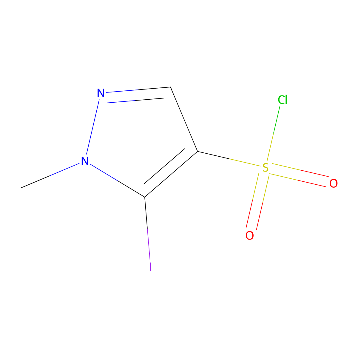 5-iodo-1-methyl-1H-pyrazole-4-sulfonyl chloride molecular structure, CAS 1855907-05-9