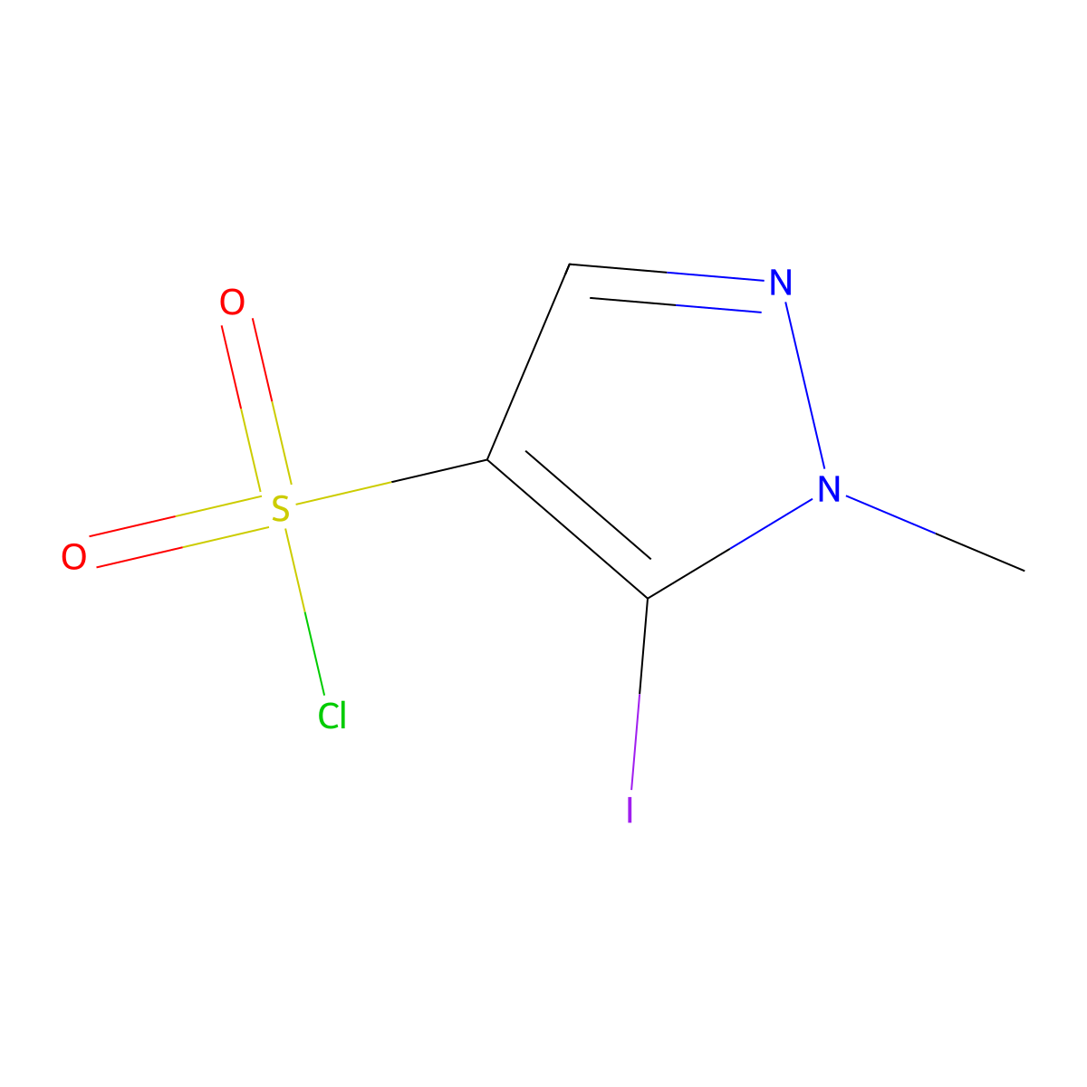 5-iodo-1-methyl-1H-pyrazole-4-sulfonyl chloride molecular structure, CAS 1855907-05-9