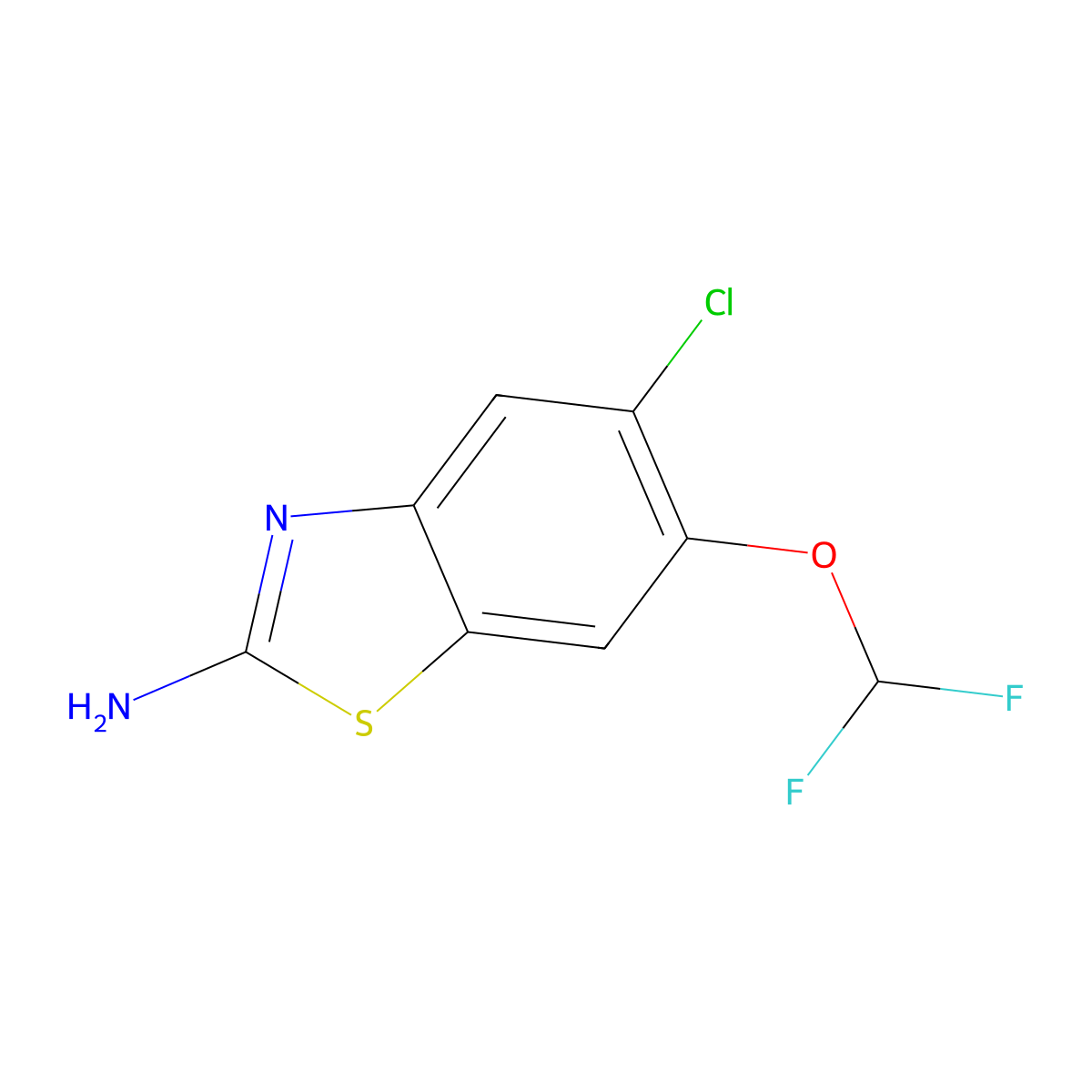 5-Chloro-6-(difluoromethoxy)-1,3-benzothiazol-2-amine molecular structure, CAS 1855907-08-2