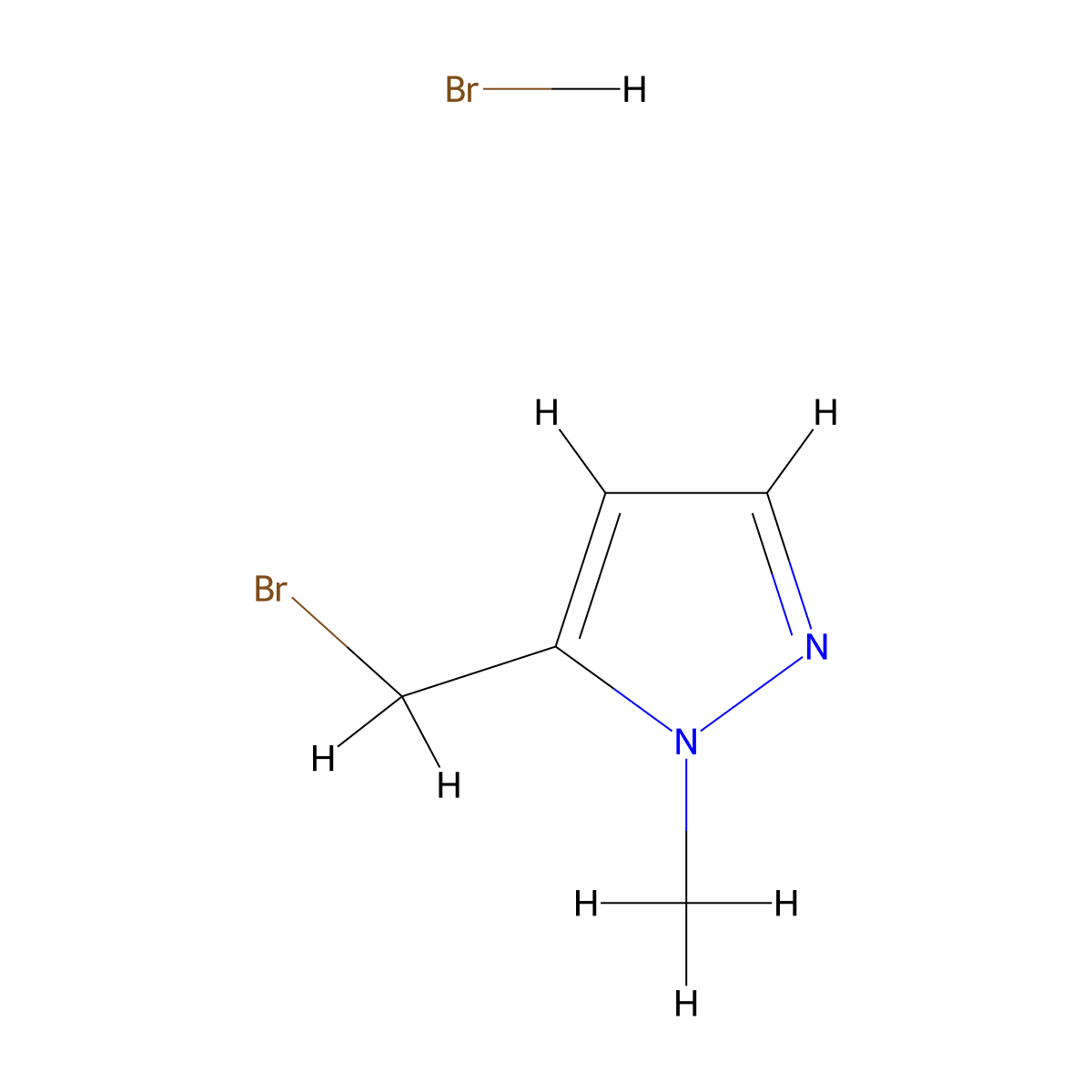 5-(bromomethyl)-1-methyl-1H-pyrazole hydrobromide molecular structure, CAS 1855907-09-3