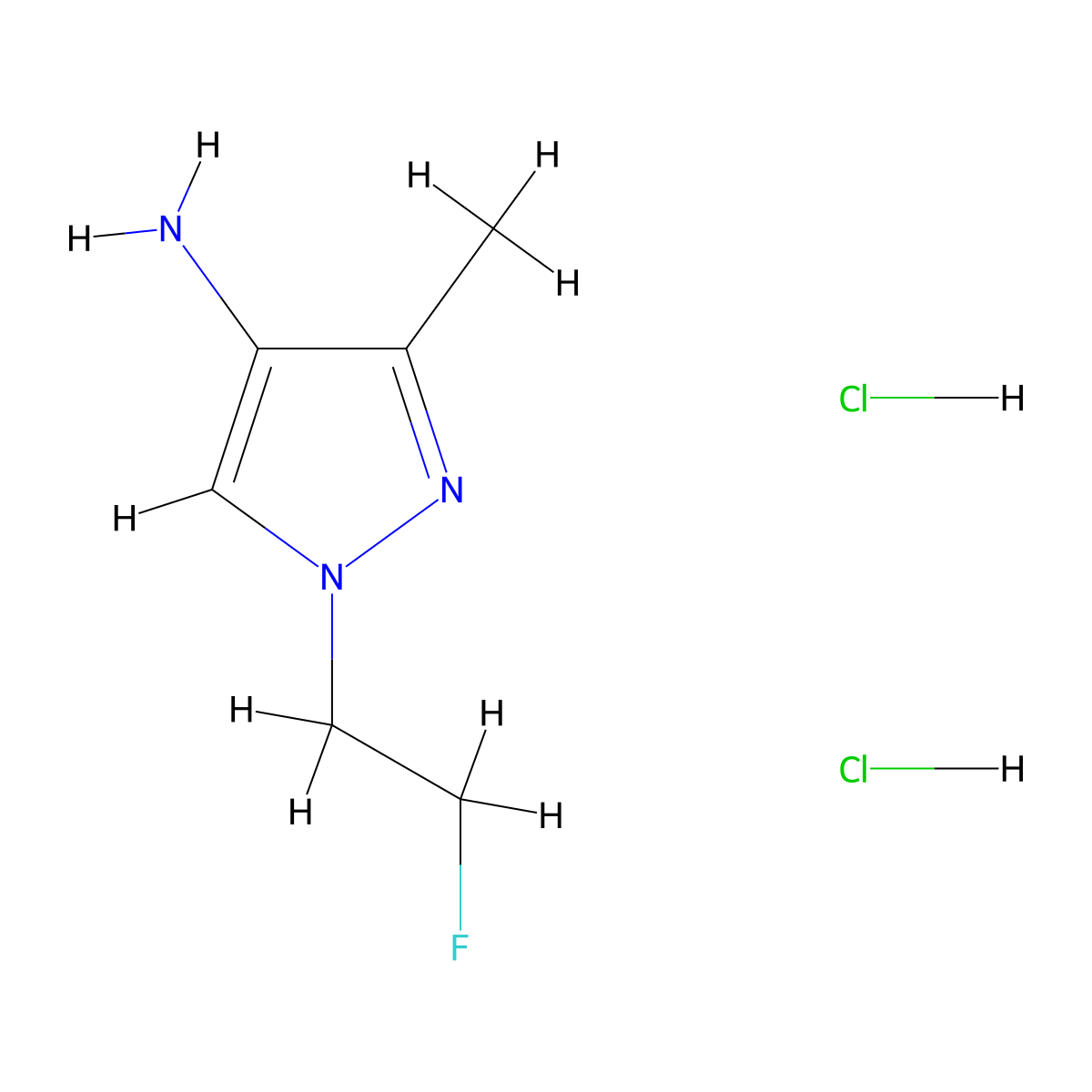 1-(2-Fluoroethyl)-3-methyl-1H-pyrazol-4-amine dihydrochloride molecular structure, CAS 1855907-13-9