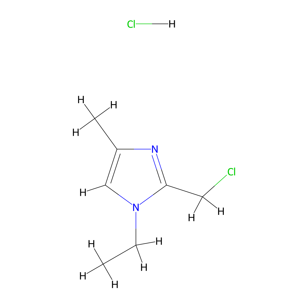 2-(Chloromethyl)-1-ethyl-4-methyl-1H-imidazole hydrochloride molecular structure, CAS 1855907-21-9