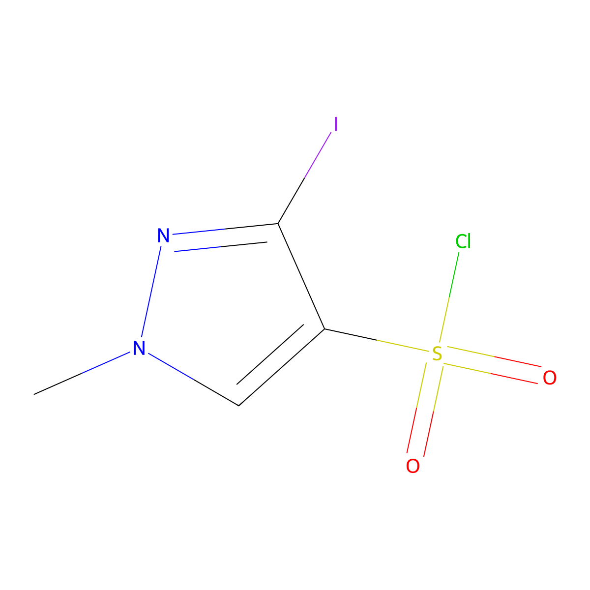 3-Iodo-1-methyl-1H-pyrazole-4-sulfonyl chloride molecular structure, CAS 1855907-25-3