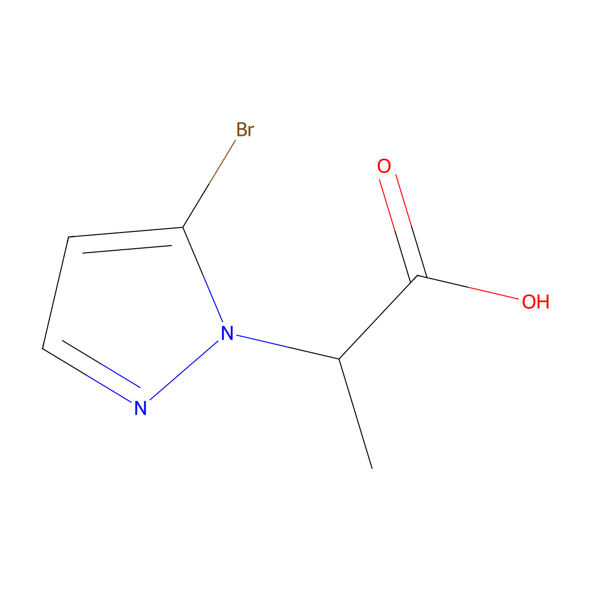 2-(5-bromo-1H-pyrazol-1-yl)propanoic acid molecular structure, CAS 1855907-26-4