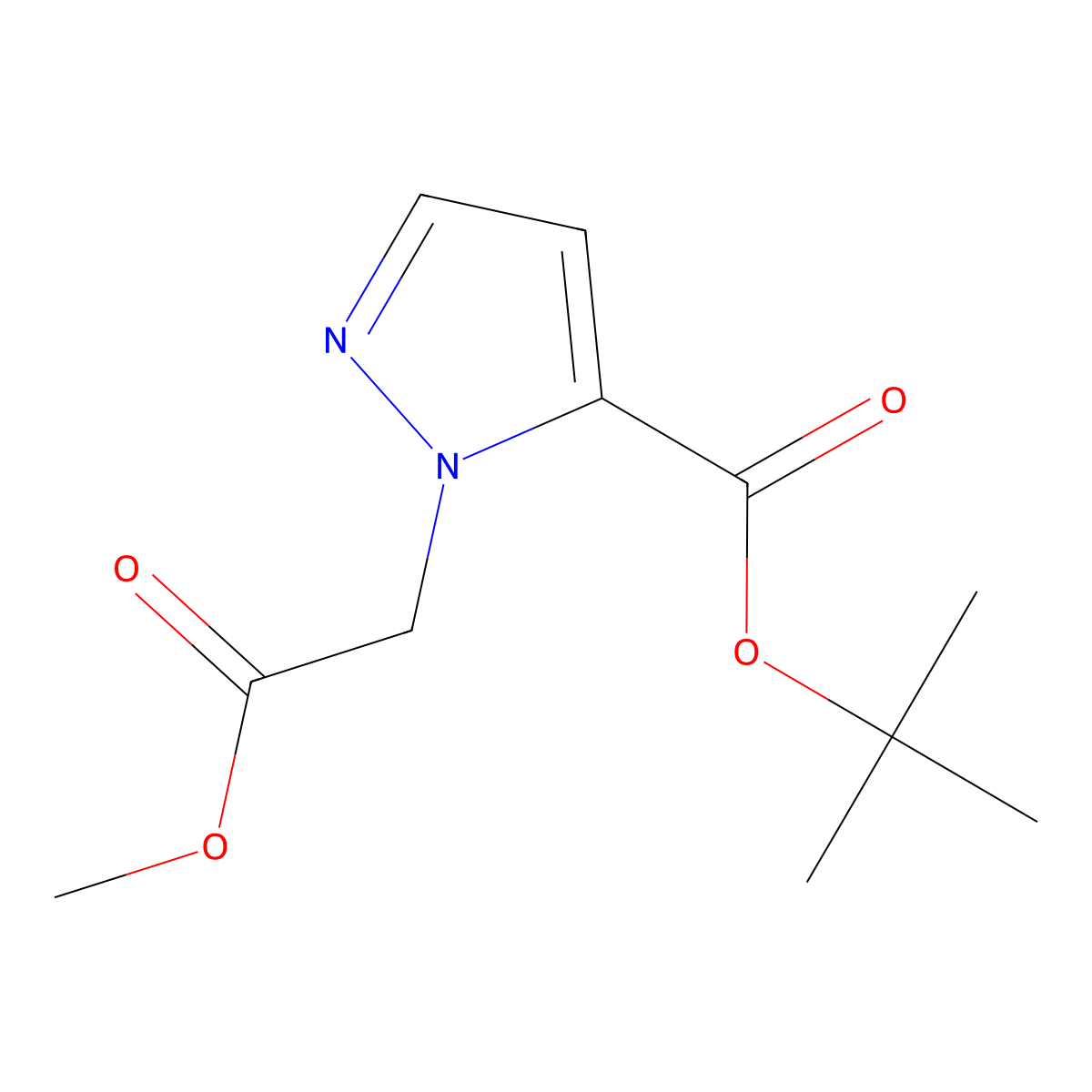 tert-butyl 1-(2-methoxy-2-oxoethyl)-1H-pyrazole-5-carboxylate molecular structure, CAS 1855907-27-5