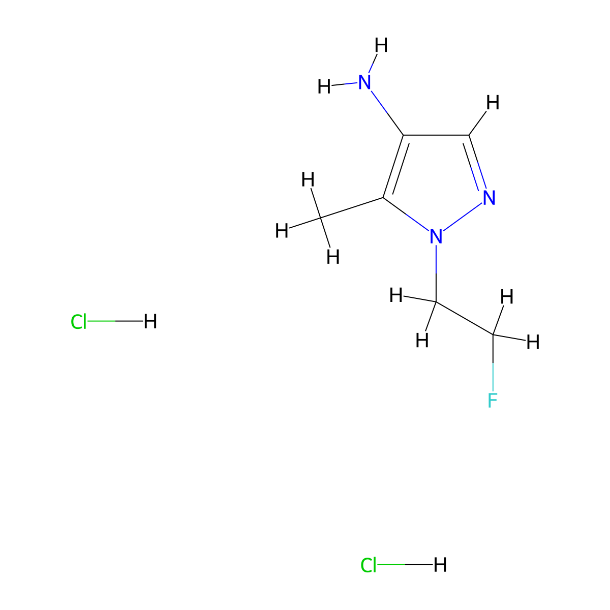 1-(2-Fluoroethyl)-5-methyl-1H-pyrazol-4-amine dihydrochloride molecular structure, CAS 1855907-33-3