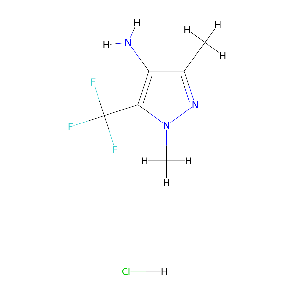1,3-Dimethyl-5-(trifluoromethyl)-1H-pyrazol-4-amine hydrochloride molecular structure, CAS 1855907-39-9