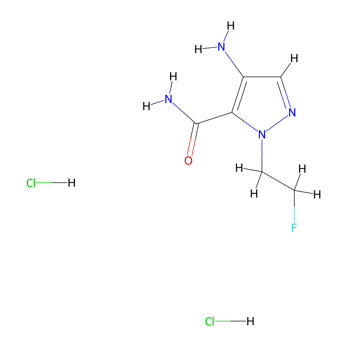 4-Amino-1-(2-fluoroethyl)-1H-pyrazole-5-carboxamide dihydrochloride molecular structure, CAS 1855907-51-5