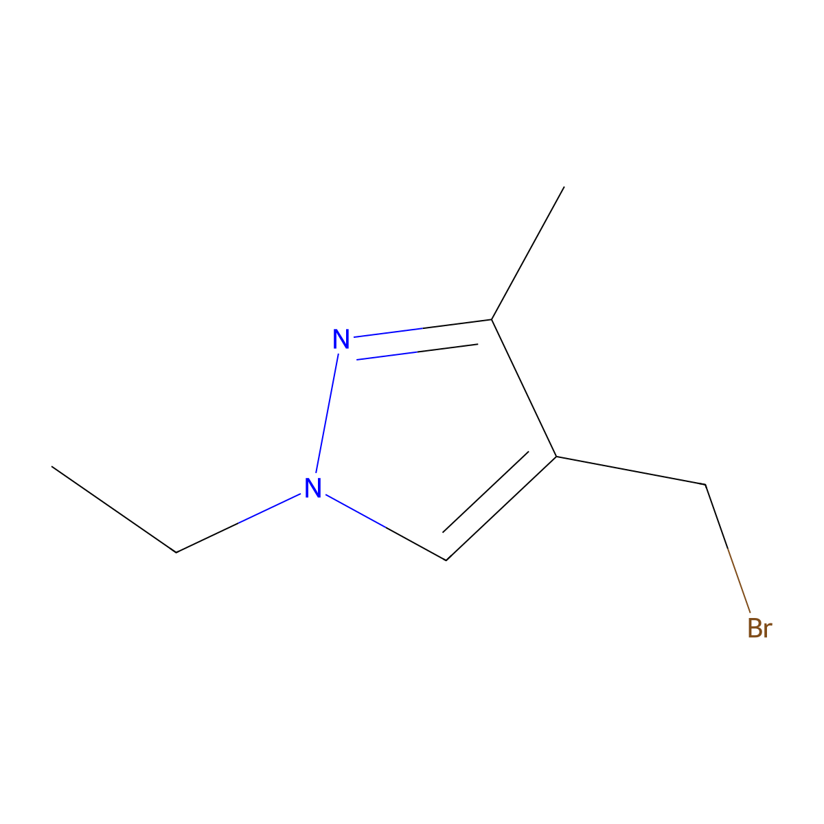 4-(bromomethyl)-1-ethyl-3-methyl-1H-pyrazole molecular structure, CAS 1855907-52-6