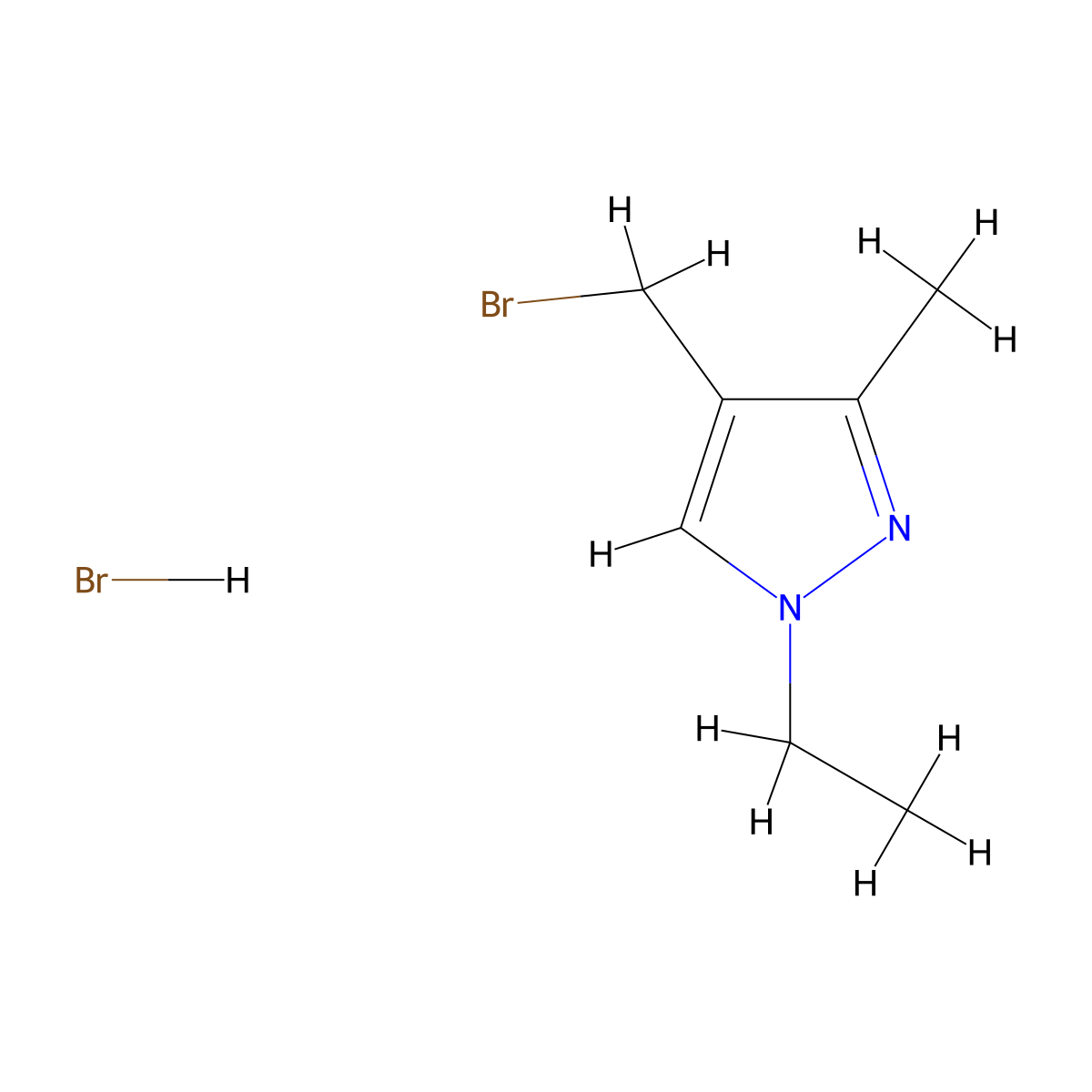 4-(Bromomethyl)-1-ethyl-3-methyl-1H-pyrazole hydrobromide molecular structure, CAS 1855907-53-7