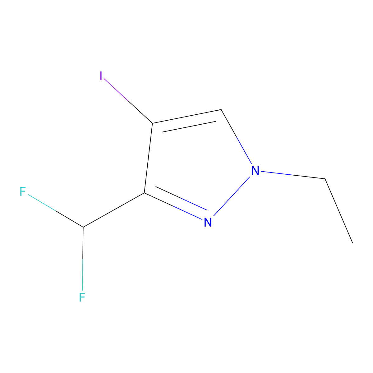 3-(difluoromethyl)-1-ethyl-4-iodo-1H-pyrazole molecular structure, CAS 1855910-46-1