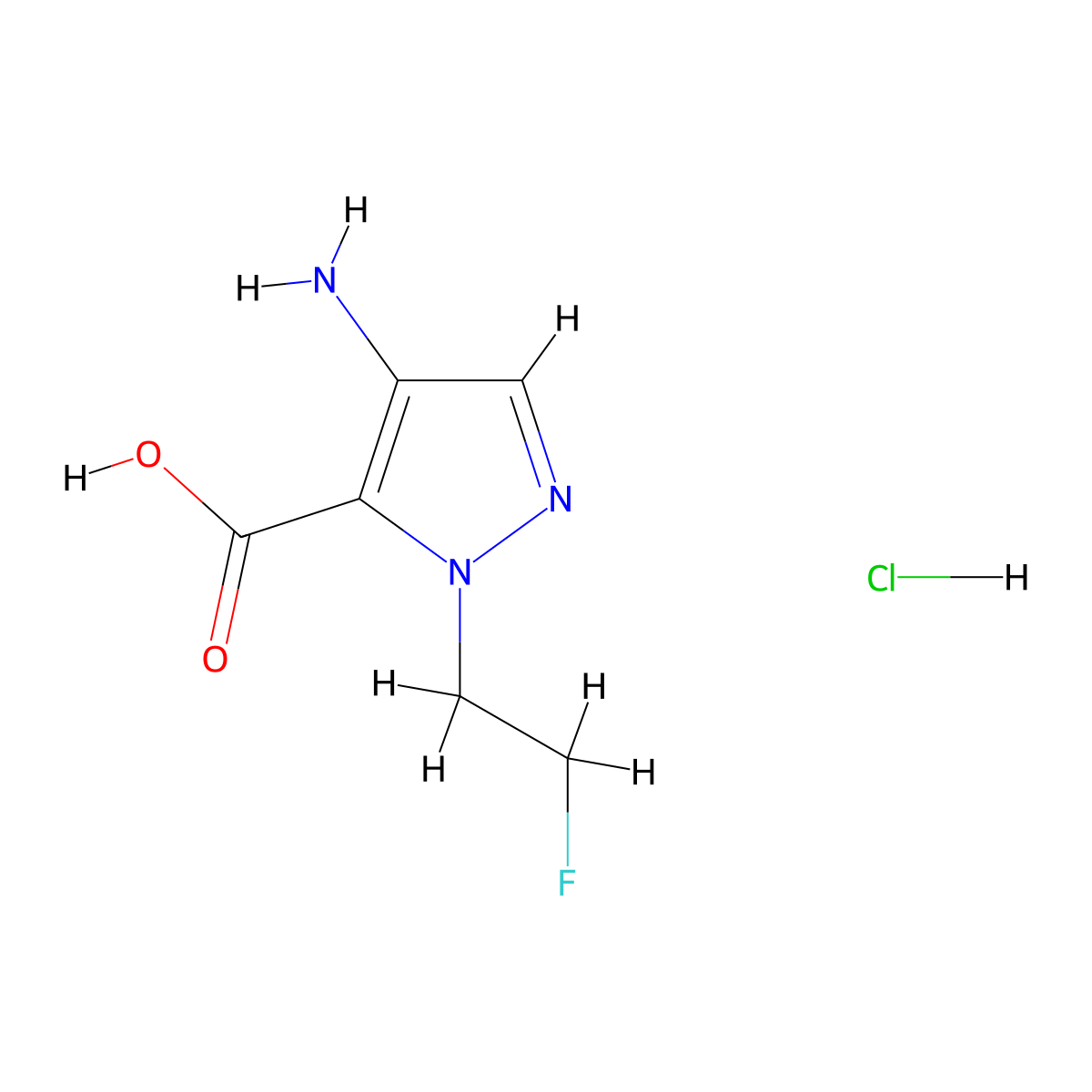 4-Amino-1-(2-fluoroethyl)-1H-pyrazole-5-carboxylic acid hydrochloride molecular structure, CAS 1855911-14-6
