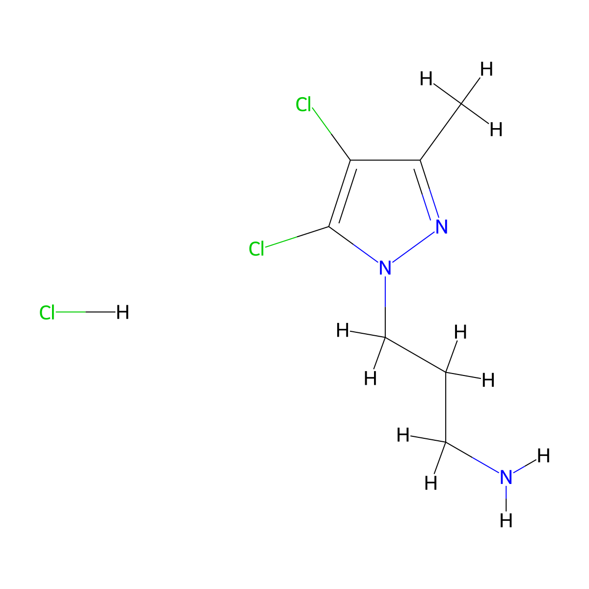 3-(4,5-Dichloro-3-methyl-1H-pyrazol-1-yl)propan-1-amine hydrochloride molecular structure, CAS 1855911-15-7