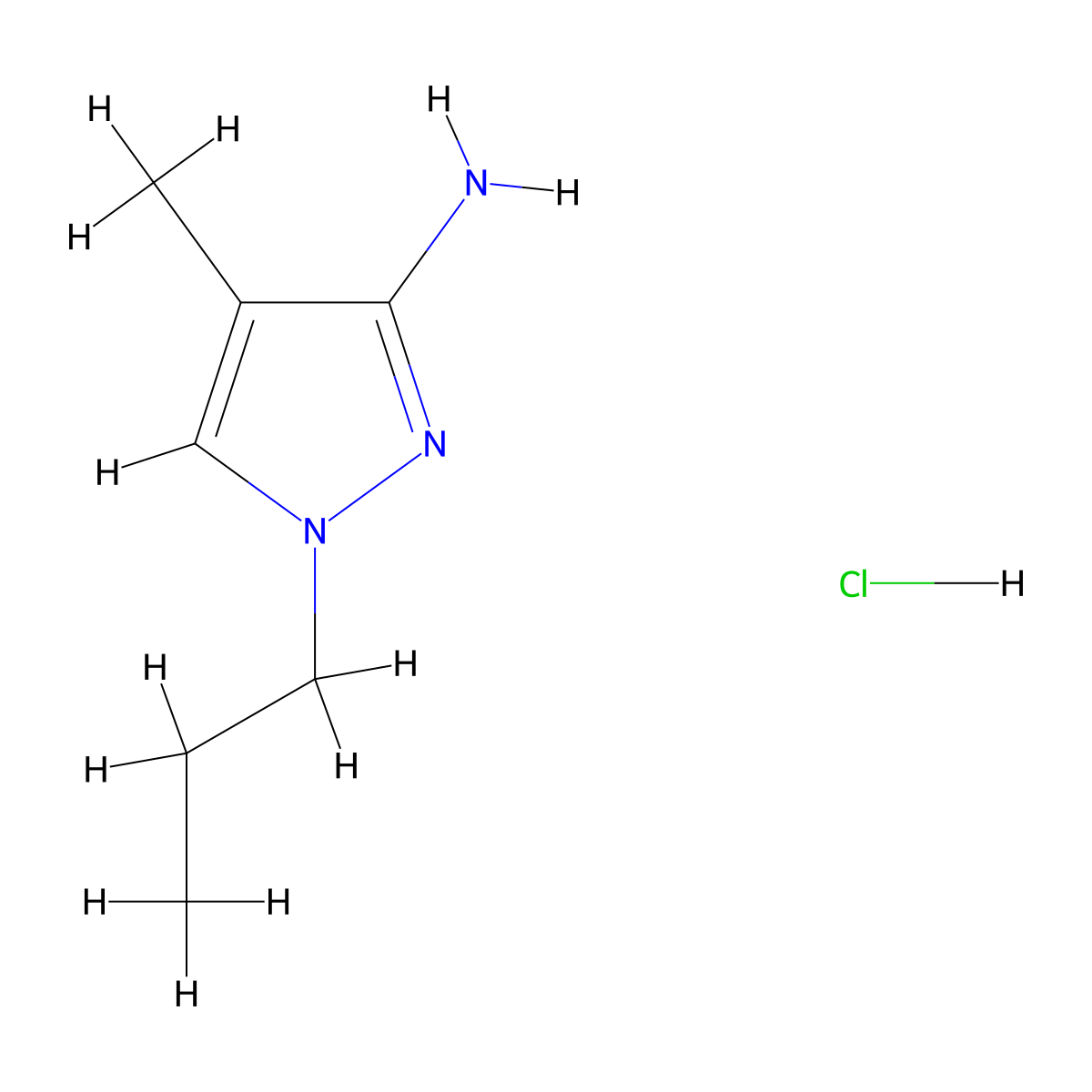 4-Methyl-1-propylpyrazol-3-amine;hydrochloride molecular structure, CAS 1855911-16-8