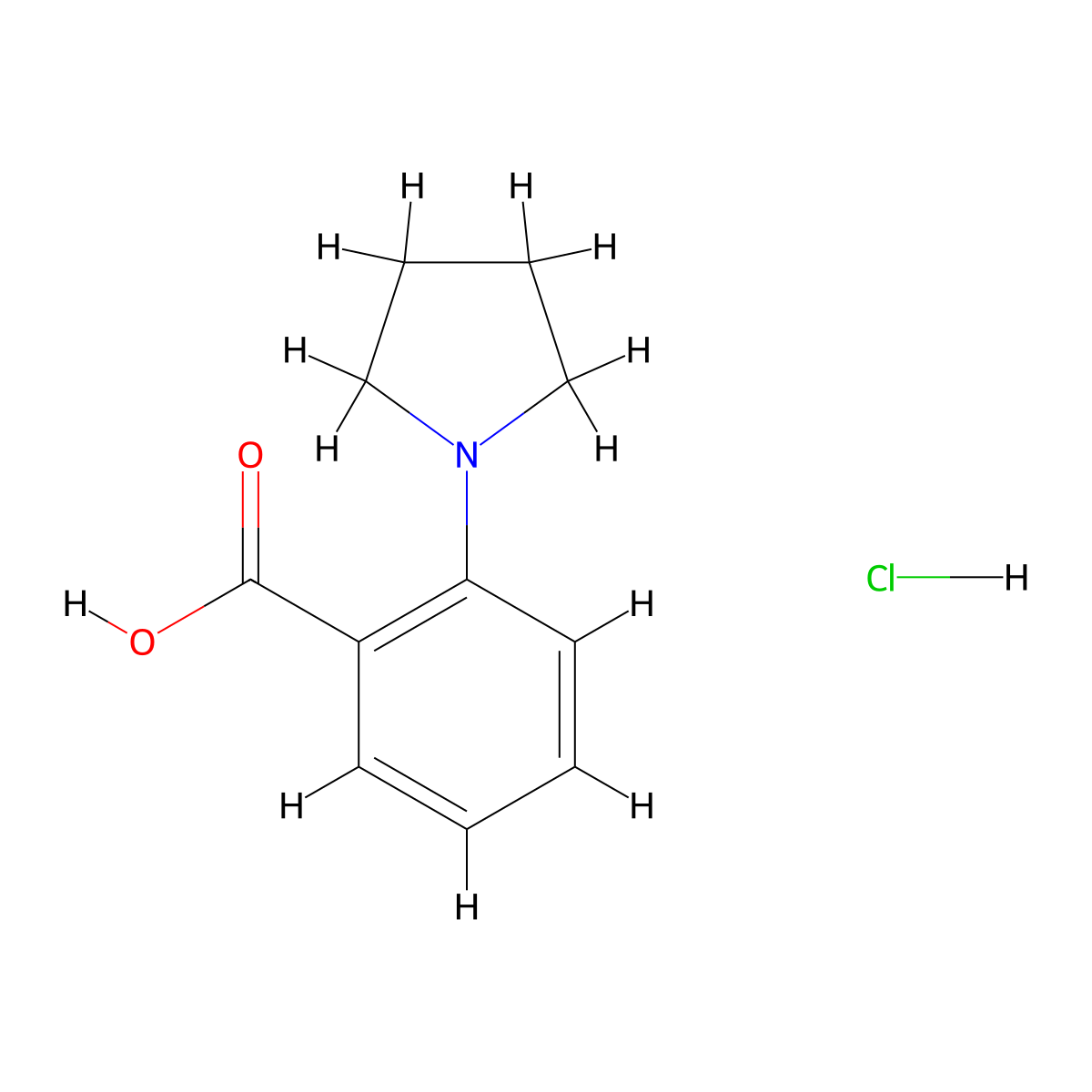 2-(Pyrrolidin-1-yl)benzoic acid hydrochloride molecular structure, CAS 1855911-27-1