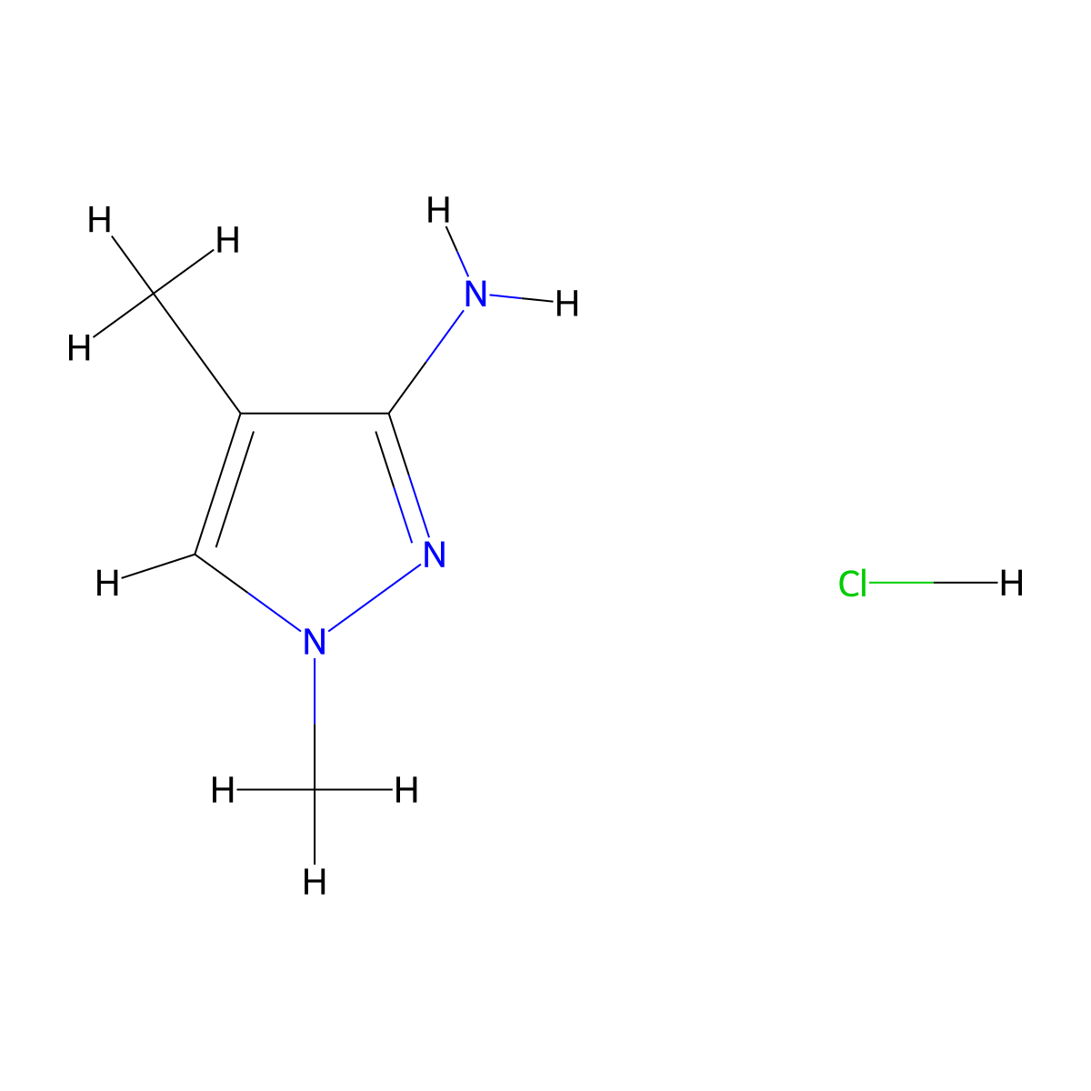 1,4-dimethyl-1H-pyrazol-3-amine hydrochloride molecular structure, CAS 1855911-36-2