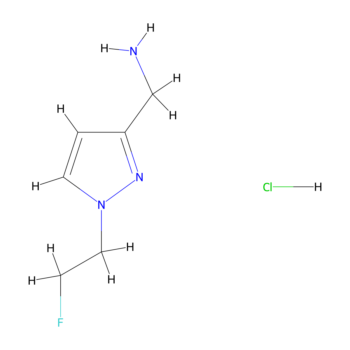 [1-(2-Fluoroethyl)-1H-pyrazol-3-yl]methanamine hydrochloride molecular structure, CAS 1855911-38-4