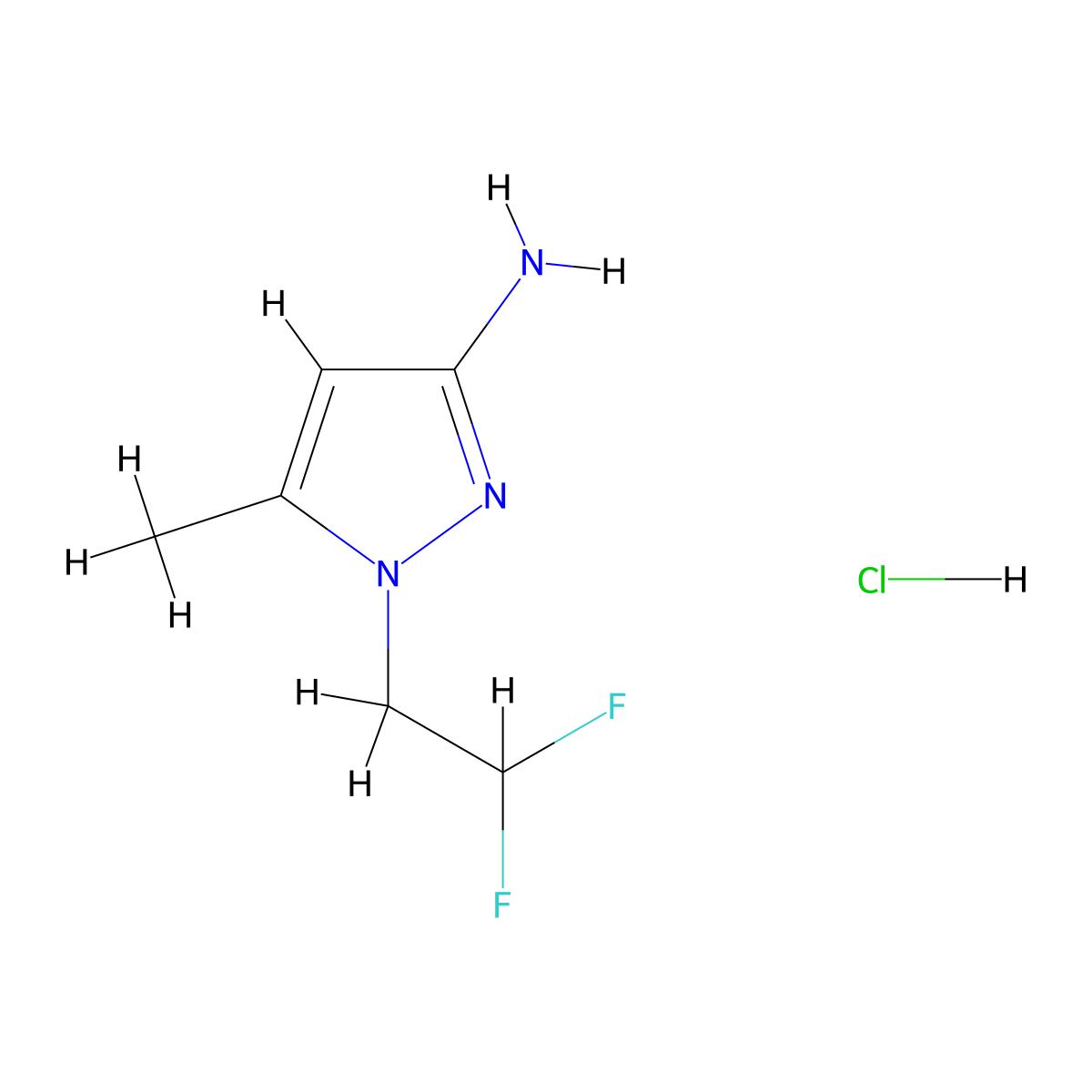 1-(2,2-Difluoroethyl)-5-methylpyrazol-3-amine;hydrochloride molecular structure, CAS 1855911-50-0