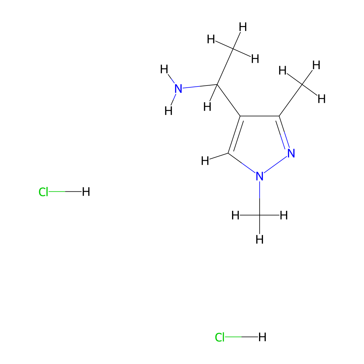 1-(1,3-Dimethyl-1H-pyrazol-4-yl)ethanamine dihydrochloride molecular structure, CAS 1855911-52-2