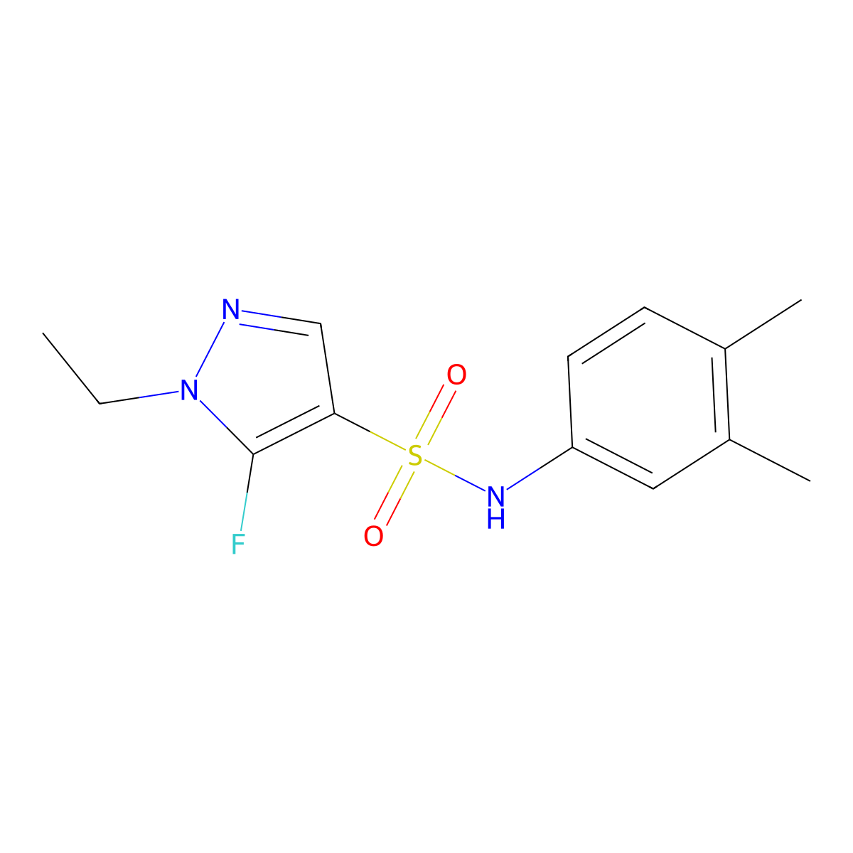 N-(3,4-Dimethylphenyl)-1-ethyl-5-fluoro-1H-pyrazole-4-sulfonamide molecular structure, CAS 1855911-58-8