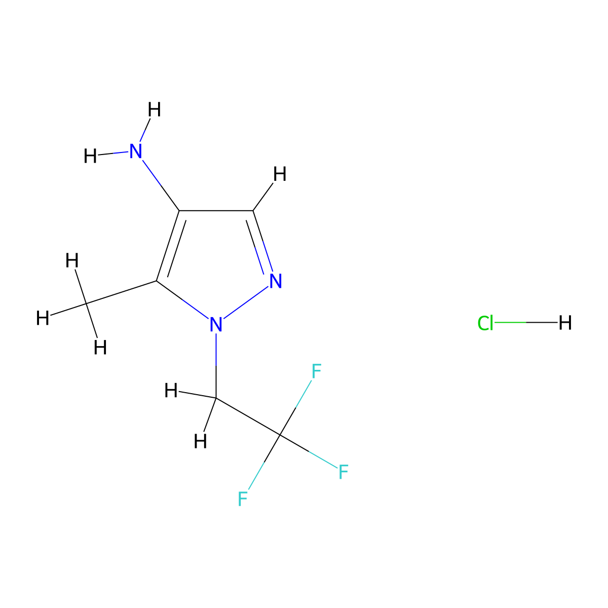 5-Methyl-1-(2,2,2-trifluoroethyl)pyrazol-4-amine;hydrochloride molecular structure, CAS 1855911-74-8