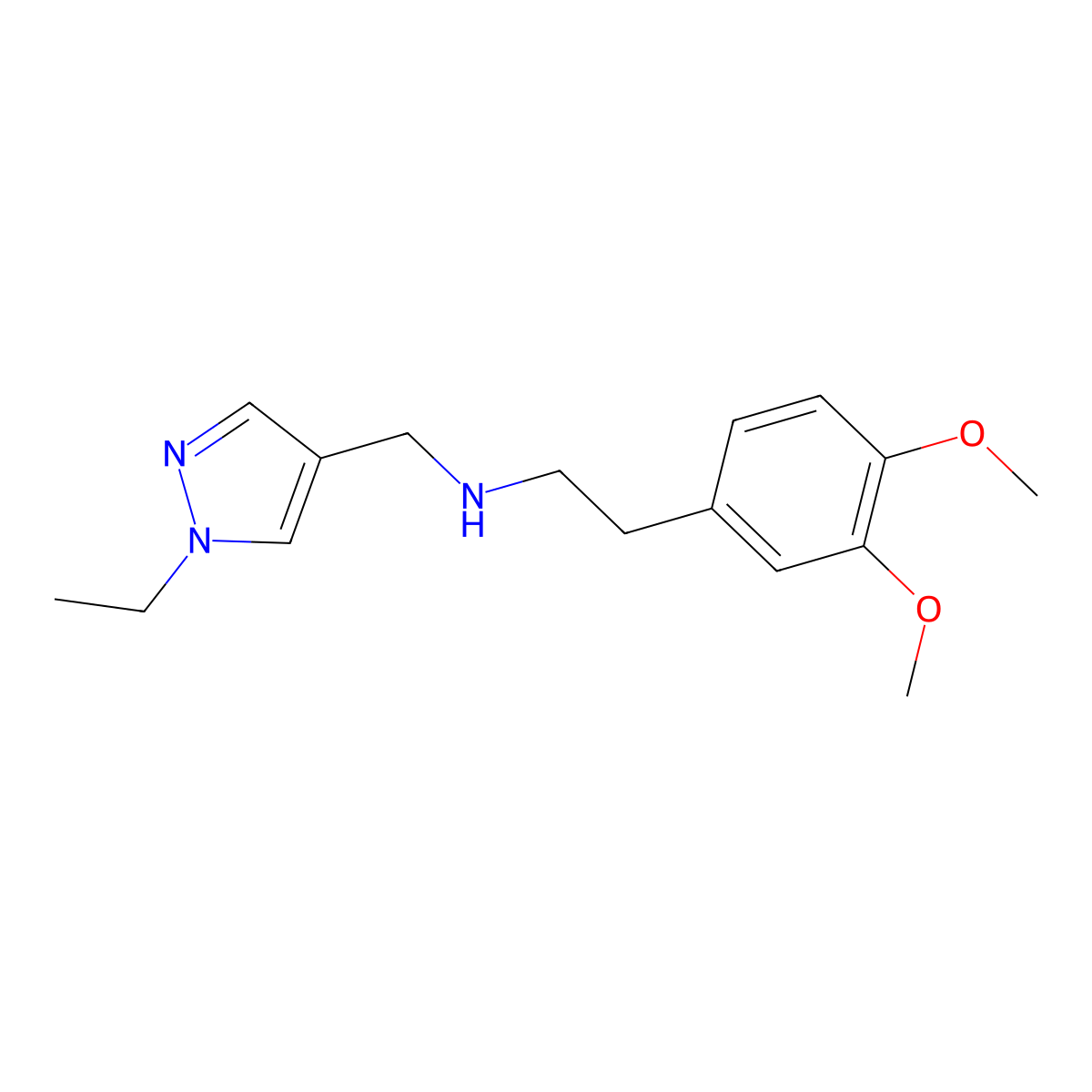 [2-(3,4-dimethoxyphenyl)ethyl][(1-ethyl-1H-pyrazol-4-yl)methyl]amine molecular structure, CAS 1855941-19-3