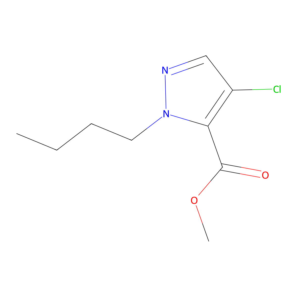 methyl 1-butyl-4-chloro-1H-pyrazole-5-carboxylate molecular structure, CAS 1855943-40-6