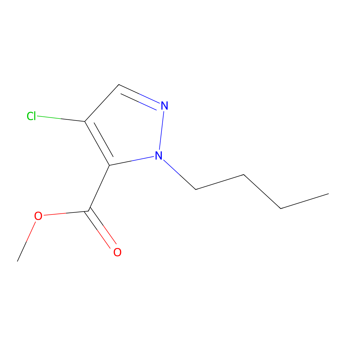 methyl 1-butyl-4-chloro-1H-pyrazole-5-carboxylate molecular structure, CAS 1855943-40-6