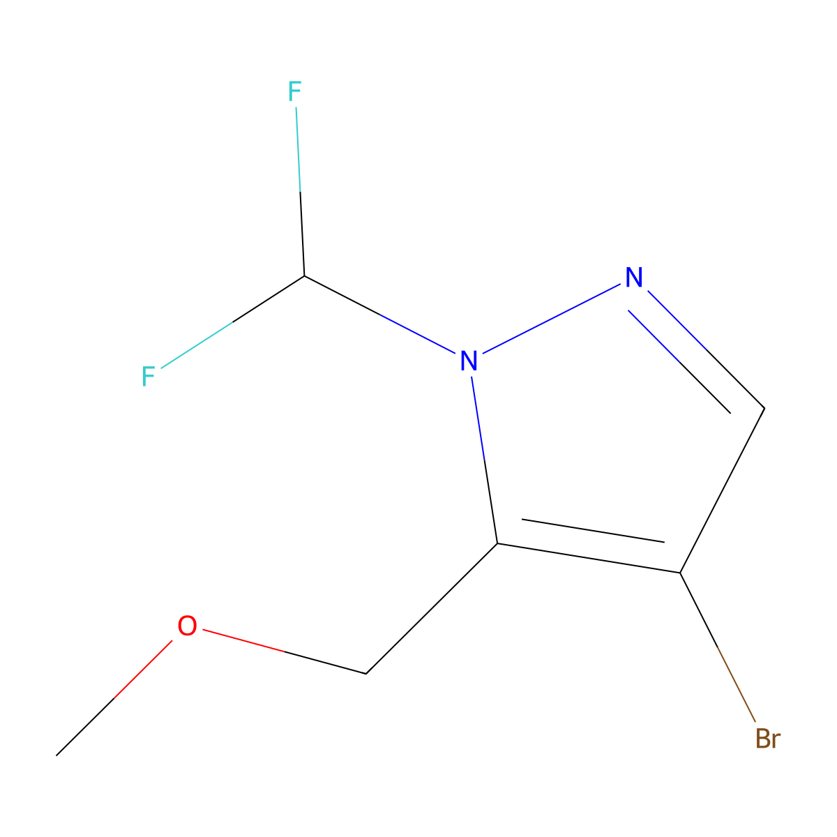 4-bromo-1-(difluoromethyl)-5-(methoxymethyl)-1H-pyrazole molecular structure, CAS 1855944-42-1