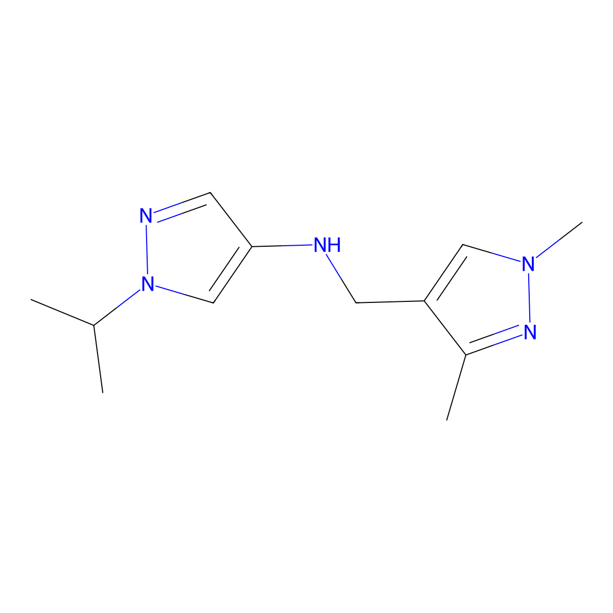 N-[(1,3-dimethyl-1H-pyrazol-4-yl)methyl]-1-(propan-2-yl)-1H-pyrazol-4-amine molecular structure, CAS 1855945-26-4