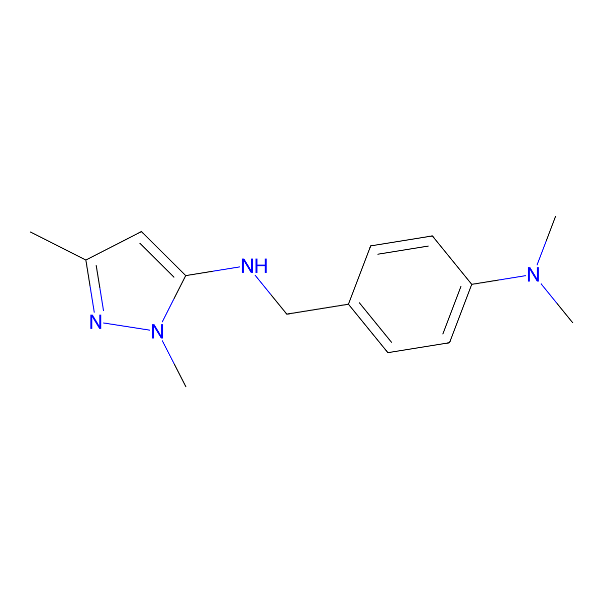 N-{[4-(dimethylamino)phenyl]methyl}-1,3-dimethyl-1H-pyrazol-5-amine molecular structure, CAS 1855947-46-4