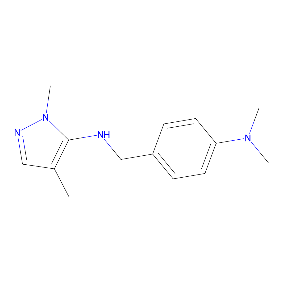 N-{[4-(dimethylamino)phenyl]methyl}-1,4-dimethyl-1H-pyrazol-5-amine molecular structure, CAS 1855949-10-8