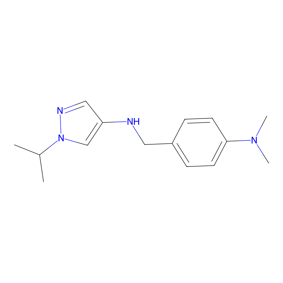 N-{[4-(dimethylamino)phenyl]methyl}-1-(propan-2-yl)-1H-pyrazol-4-amine molecular structure, CAS 1855950-29-6