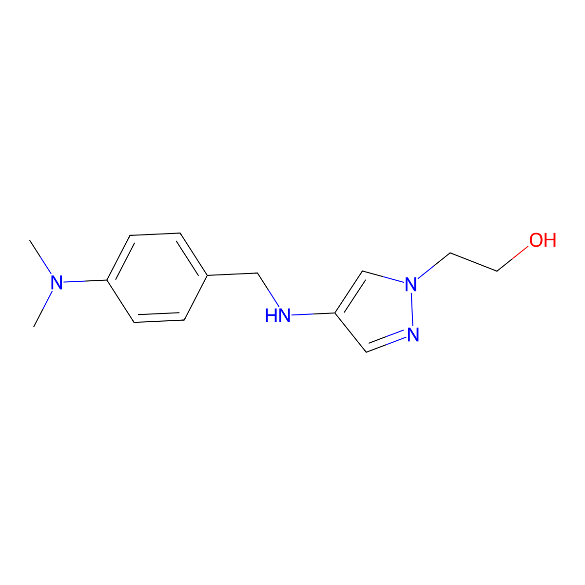 2-[4-({[4-(dimethylamino)phenyl]methyl}amino)-1H-pyrazol-1-yl]ethan-1-ol molecular structure, CAS 1856021-52-7