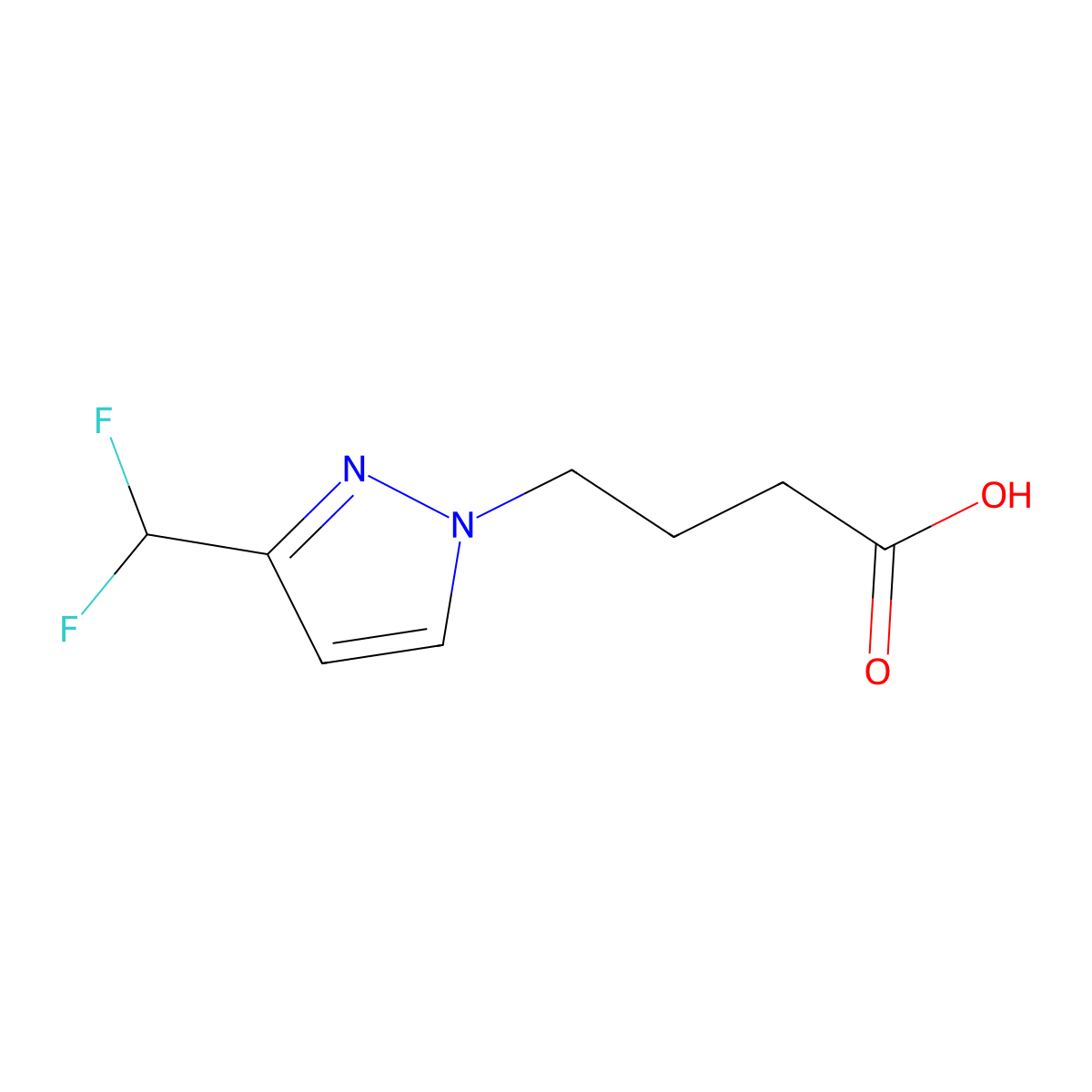 4-[3-(difluoromethyl)-1H-pyrazol-1-yl]butanoic acid molecular structure, CAS 1856021-53-8