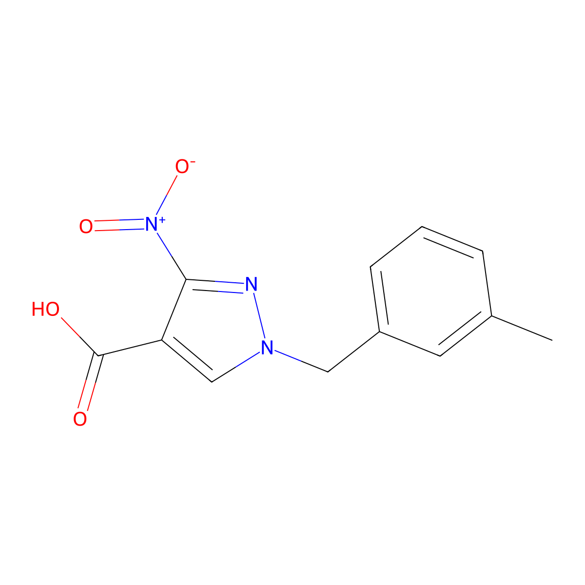 1-(3-methylbenzyl)-3-nitro-1H-pyrazole-4-carboxylic acid molecular structure, CAS 1856022-08-6