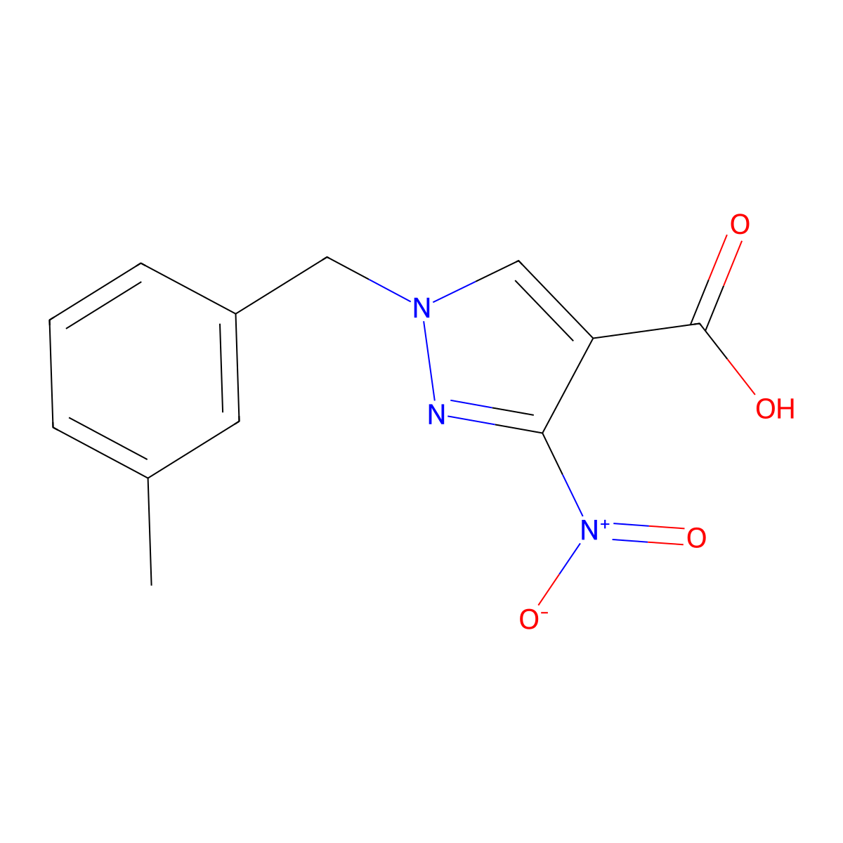 1-(3-methylbenzyl)-3-nitro-1H-pyrazole-4-carboxylic acid molecular structure, CAS 1856022-08-6