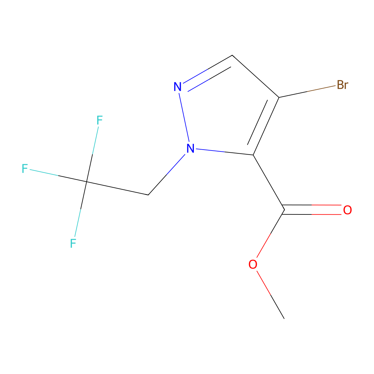 methyl 4-bromo-1-(2,2,2-trifluoroethyl)-1H-pyrazole-5-carboxylate molecular structure, CAS 1856024-42-4