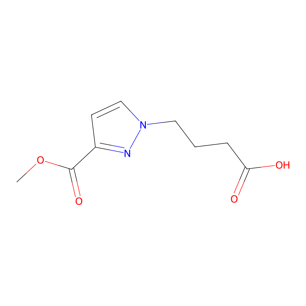 4-(3-(methoxycarbonyl)-1H-pyrazol-1-yl)butanoic acid molecular structure, CAS 1856024-67-3